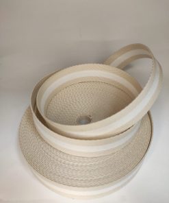 ALÇA 3CM LISTRADA MARFIM COM BRANCO