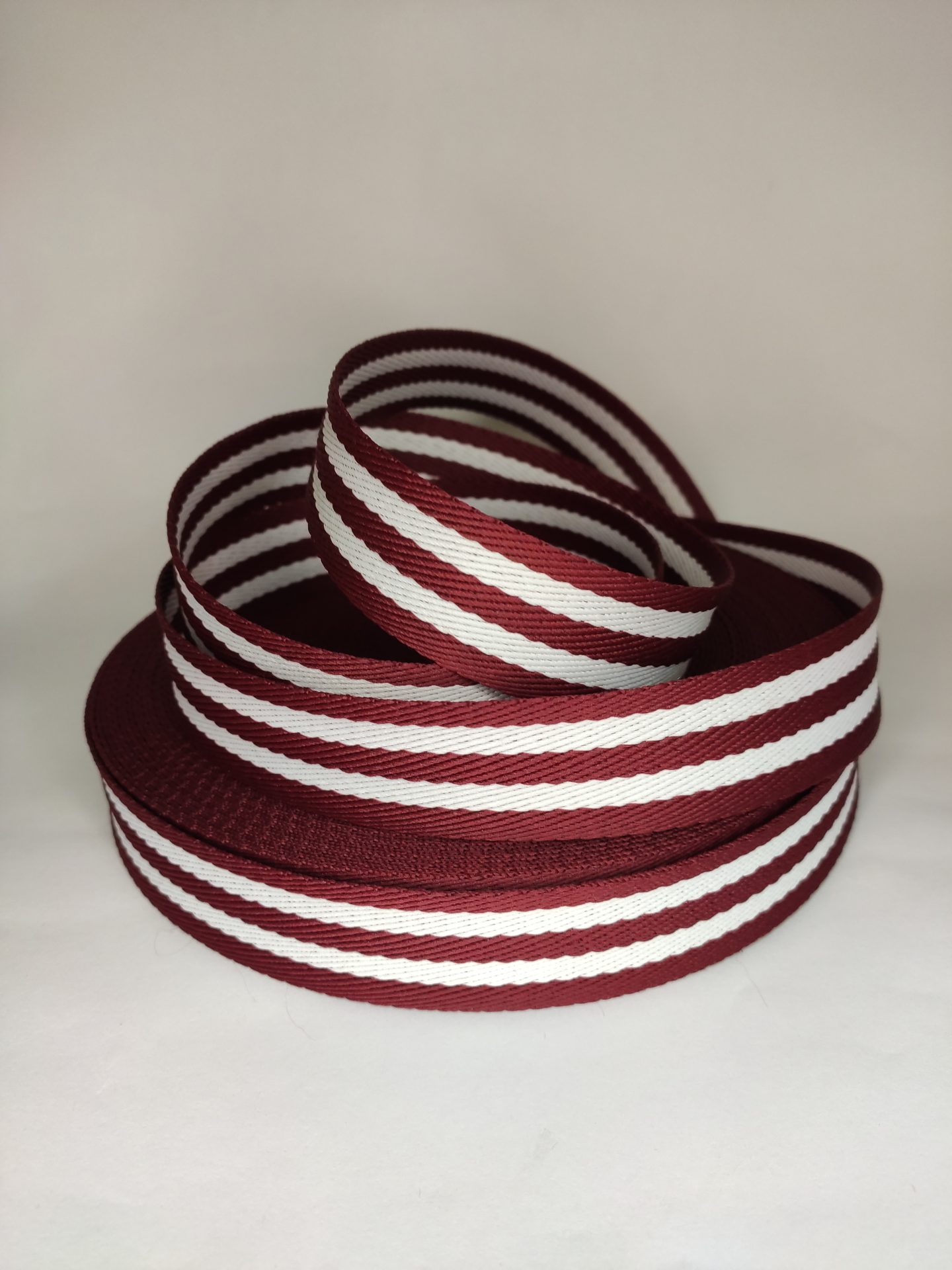 ALÇA LISTRADA 3 CM- VINHO COM BRANCO