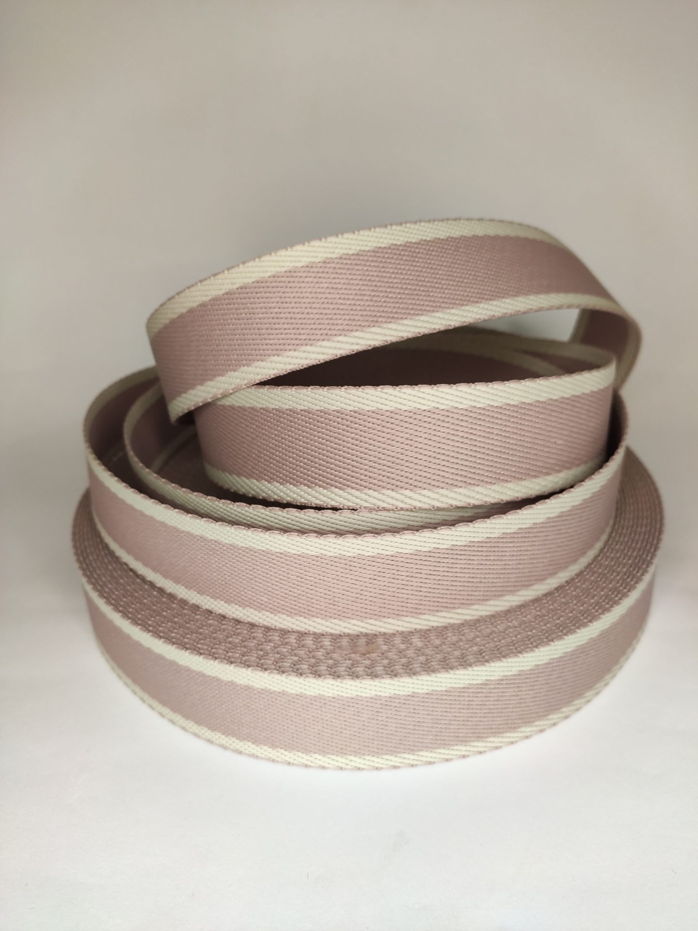 ALÇA LISTRADA 4 CM- MARFIM COM ROSÉ