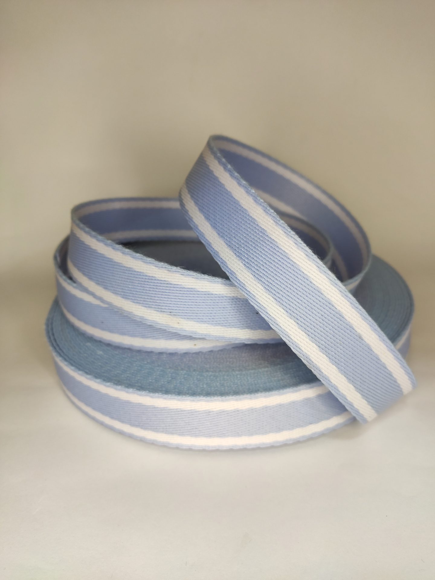 ALÇA LISTRADA 3 CM- AZUL BEBÊ COM BRANCO