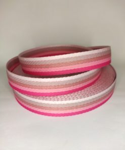 ALÇA LISTRADA 3CM TONS DE ROSA