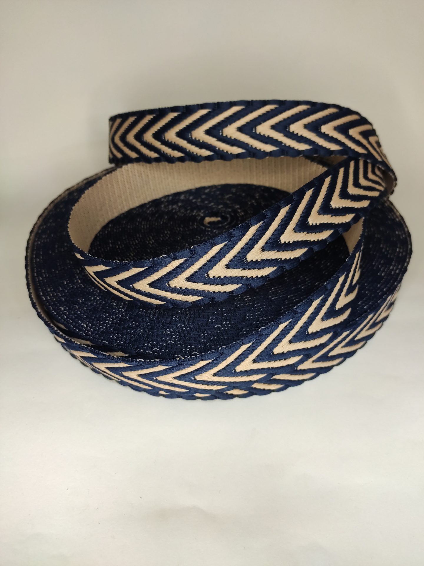 ALÇA 3CM CHEVROM MARINHO COM ROSÉ