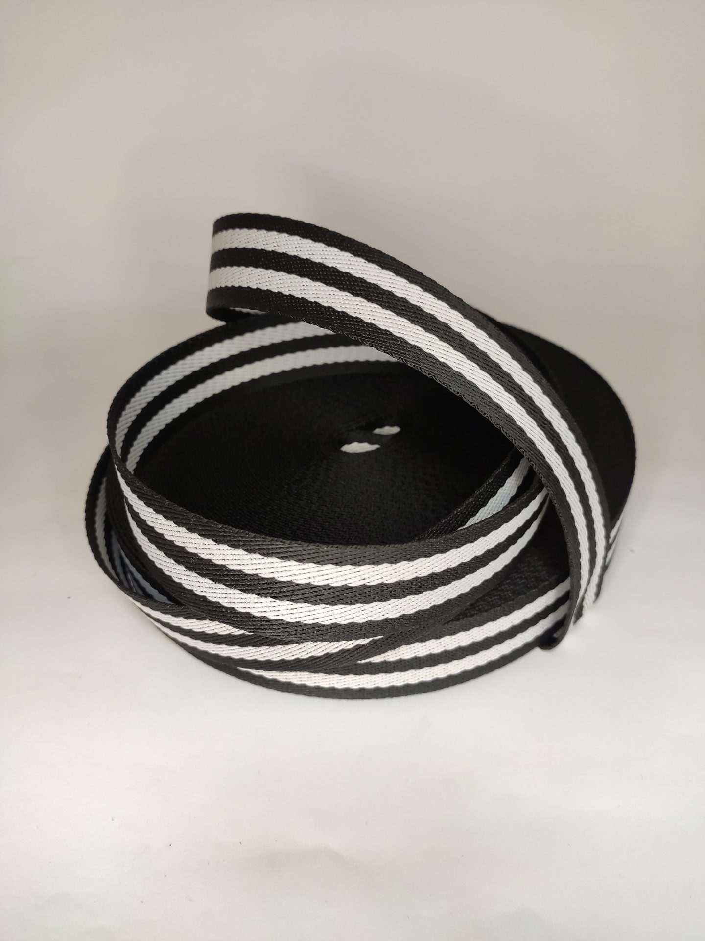 ALÇA LISTRADA 3 CM- PRETO COM BRANCO