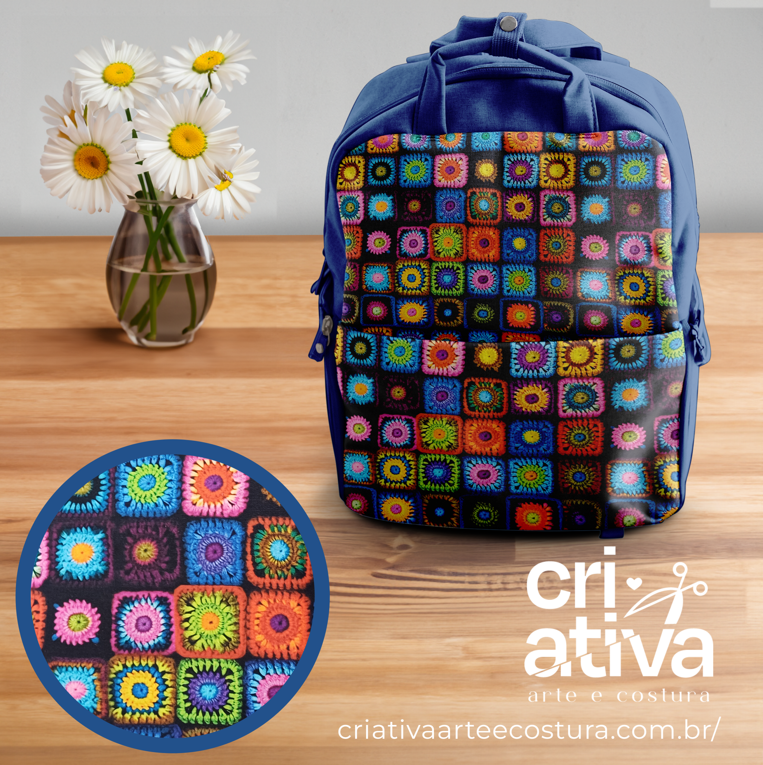 Tricoline Estampado 3D - BORDADO CUBOS COLORIDOS - Imagem 2