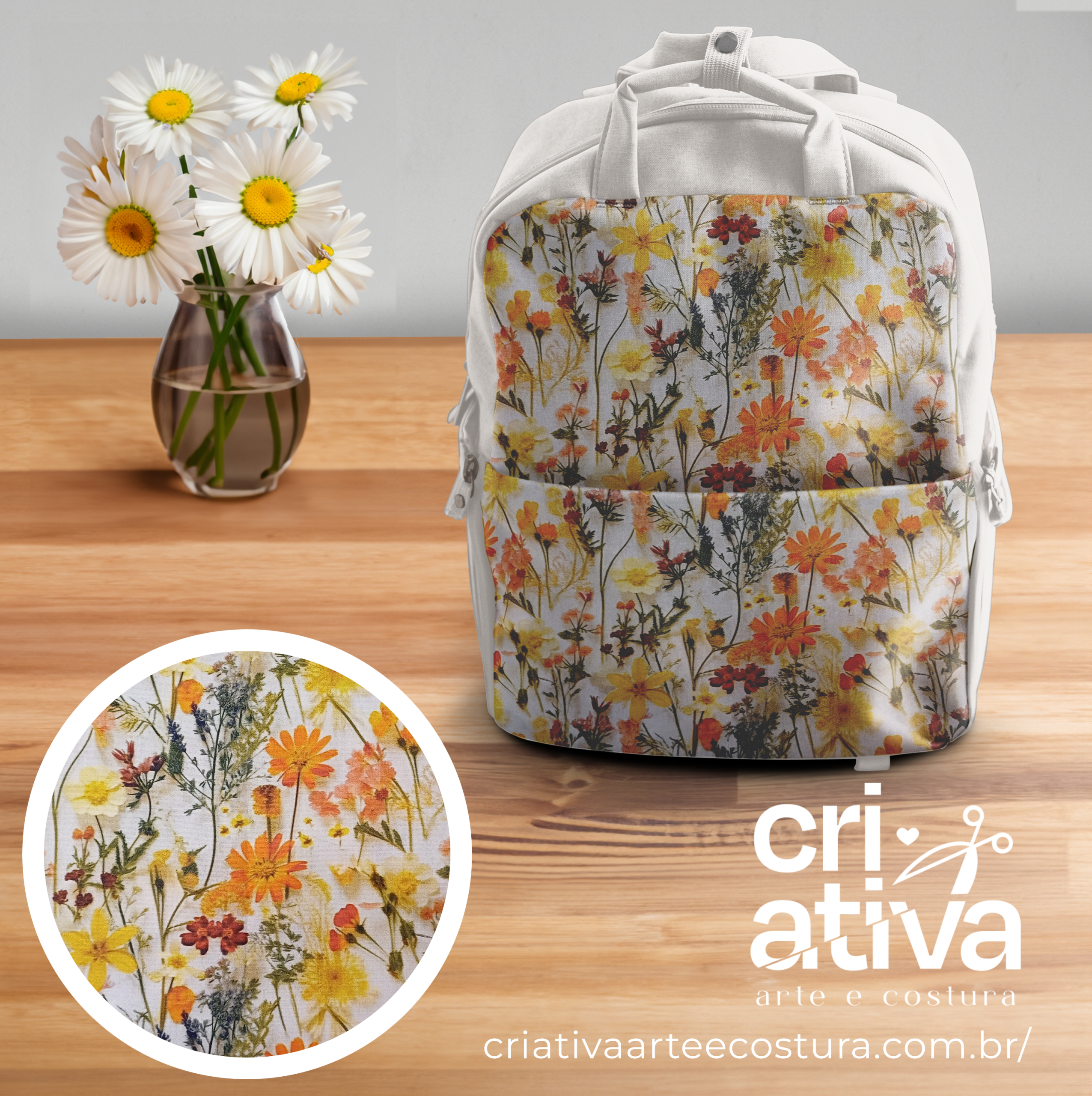 Tricoline Estampado 3D - FLORES AMARELAS - Imagem 2