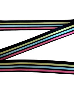 ALÇA LISTRADA 3 CM- ARCO ÍRIS FUNDO PRETO