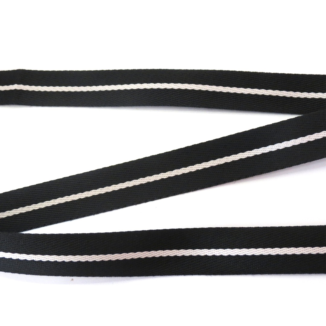 ALÇA LISTRADA 3 CM - PRETO E BRANCO