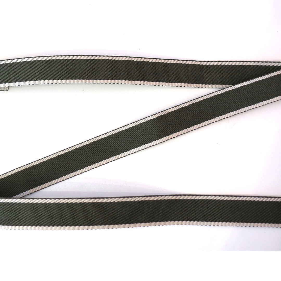 ALÇA 3CM LISTRADA - BRANCO COM VERDE MUSGO