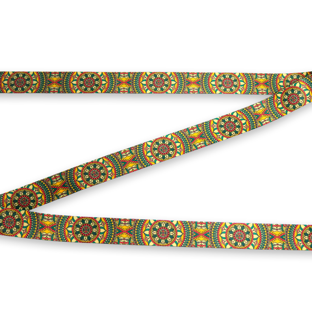 ALÇA ESTAMPADA 3CM- MANDALA AMARELA